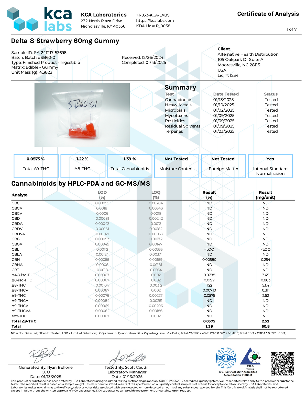 ∆8 Strawberry Gummies - 60 mg CannaAid
