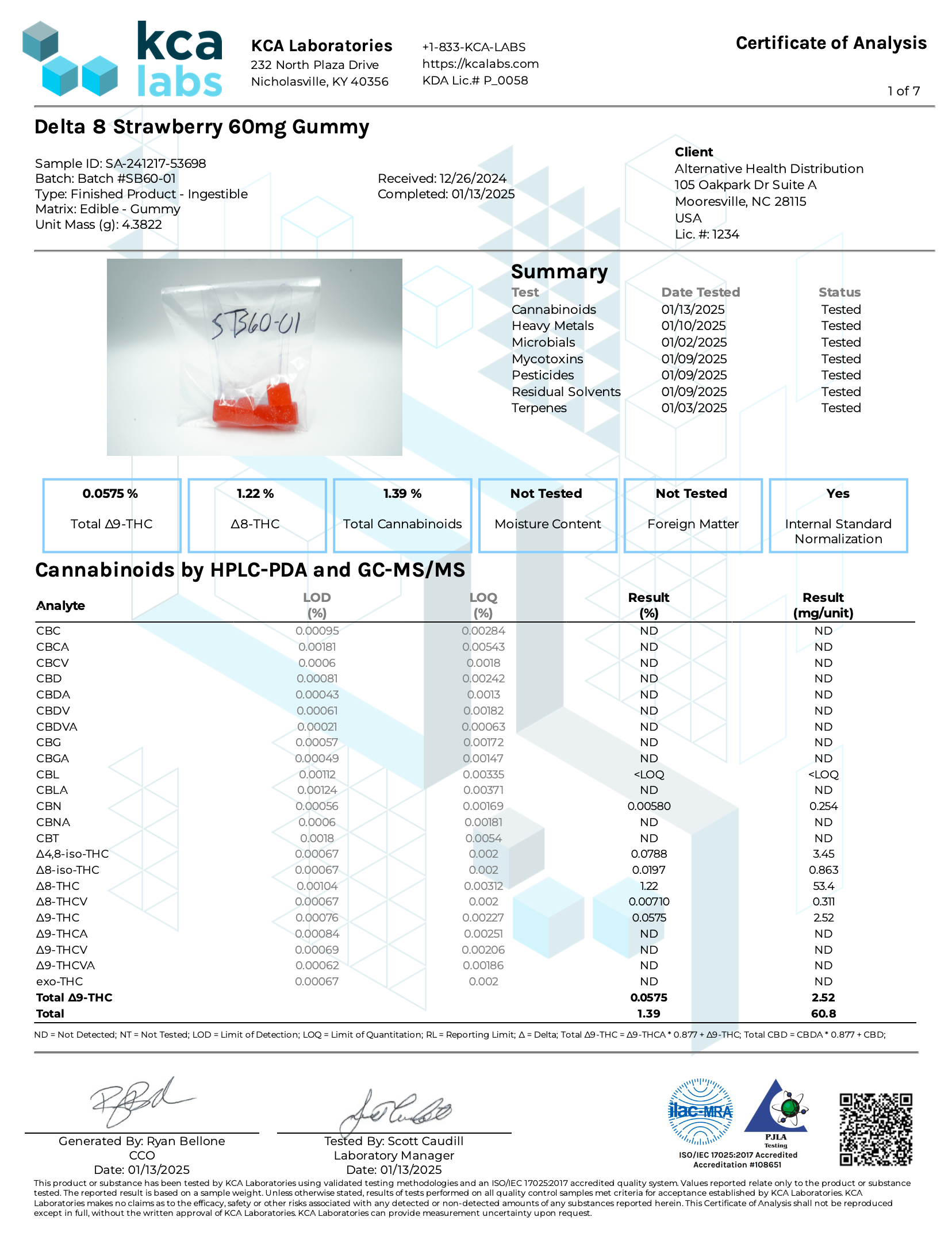 ∆8 Strawberry Gummies - 60 mg CannaAid