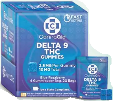 D9 THC Gummies 10mg - Blue Razzberry CannaAid