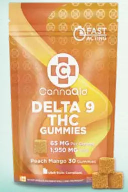 D9 THC Gummies 1950mg - Peach Mango CannaAid