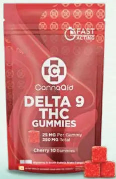 D9 THC Gummies 250mg - Cherry CannaAid