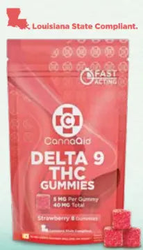 D9 THC Gummies 40mg - Strawberry CannaAid