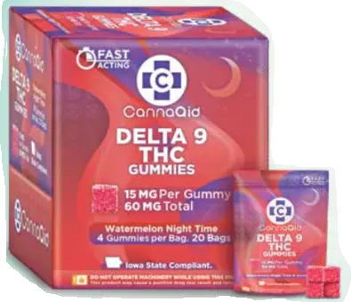 D9 THC Gummies 60mg - Watermelon Night Time CannaAid