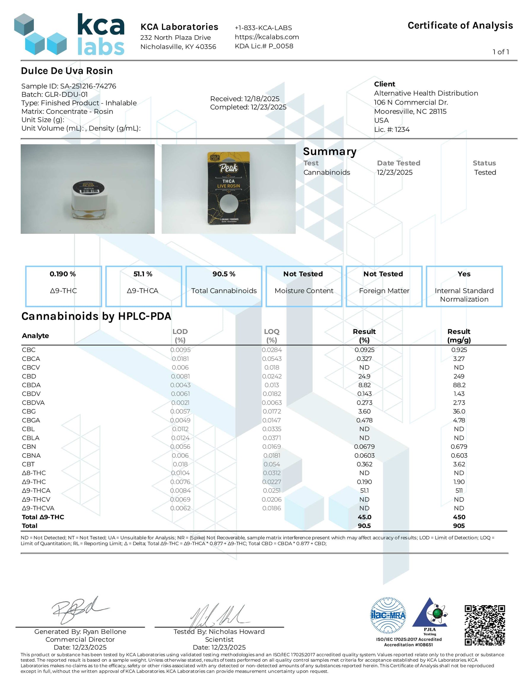 Peak Gold Label THCA Live Rosin - 1G CannaAid