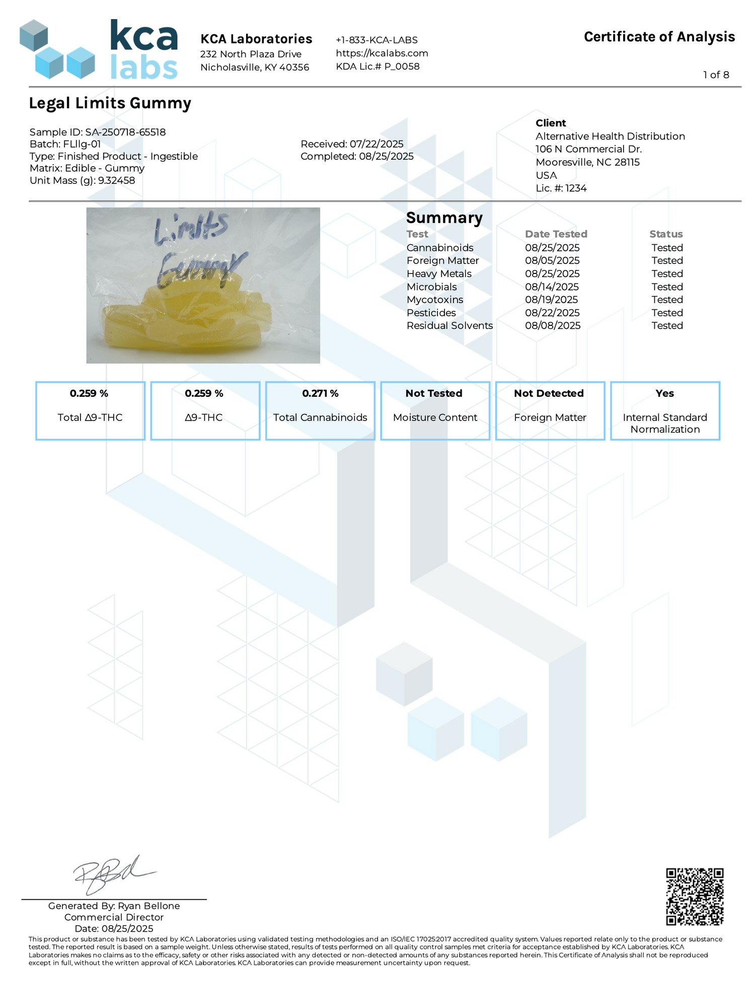 Delta-9 THC Gummies - Legal Limits 25mg CannaAid