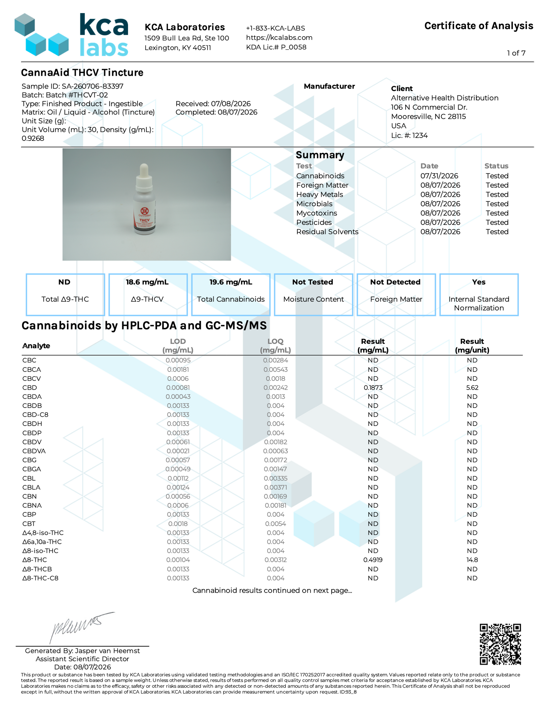 THCV Tincture - 500mg CannaAid