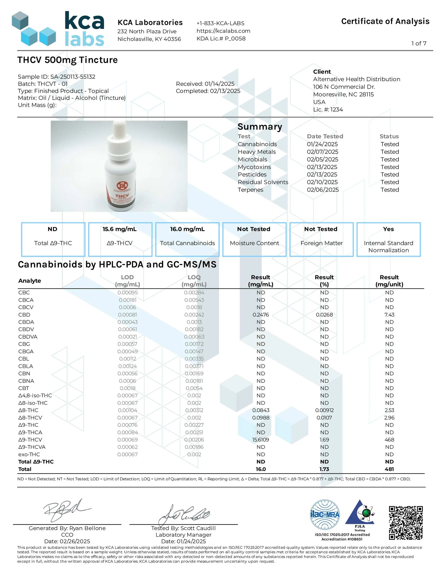 THCV 500mg Tincture CannaAid