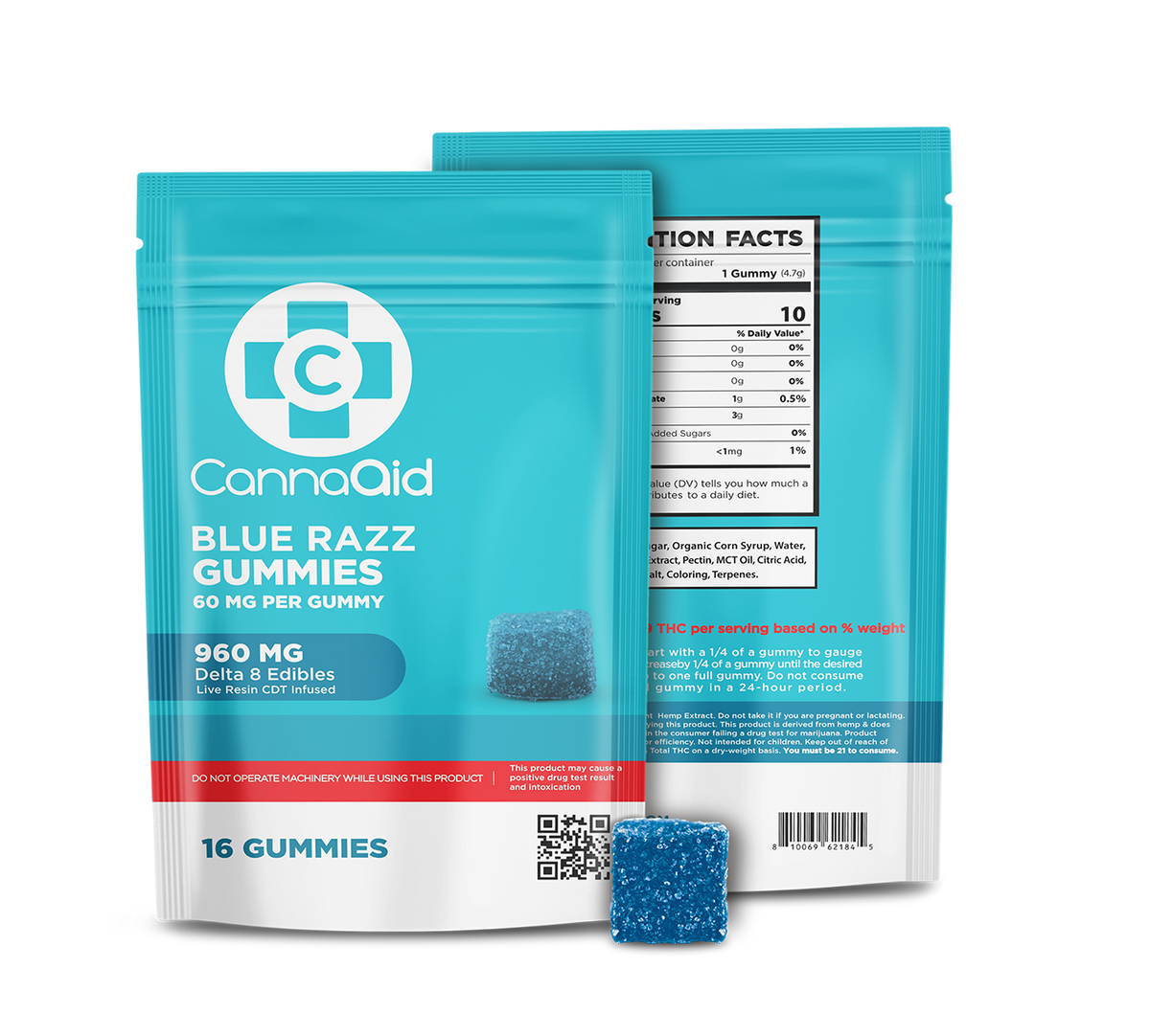 ∆8 Blue Razz Gummies - 60mg CannaAid