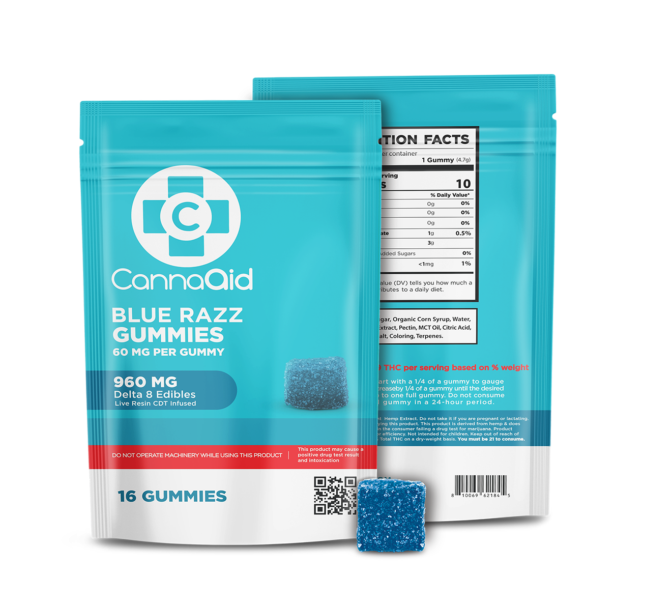 ∆8 Blue Razz Gummies - 60mg CannaAid