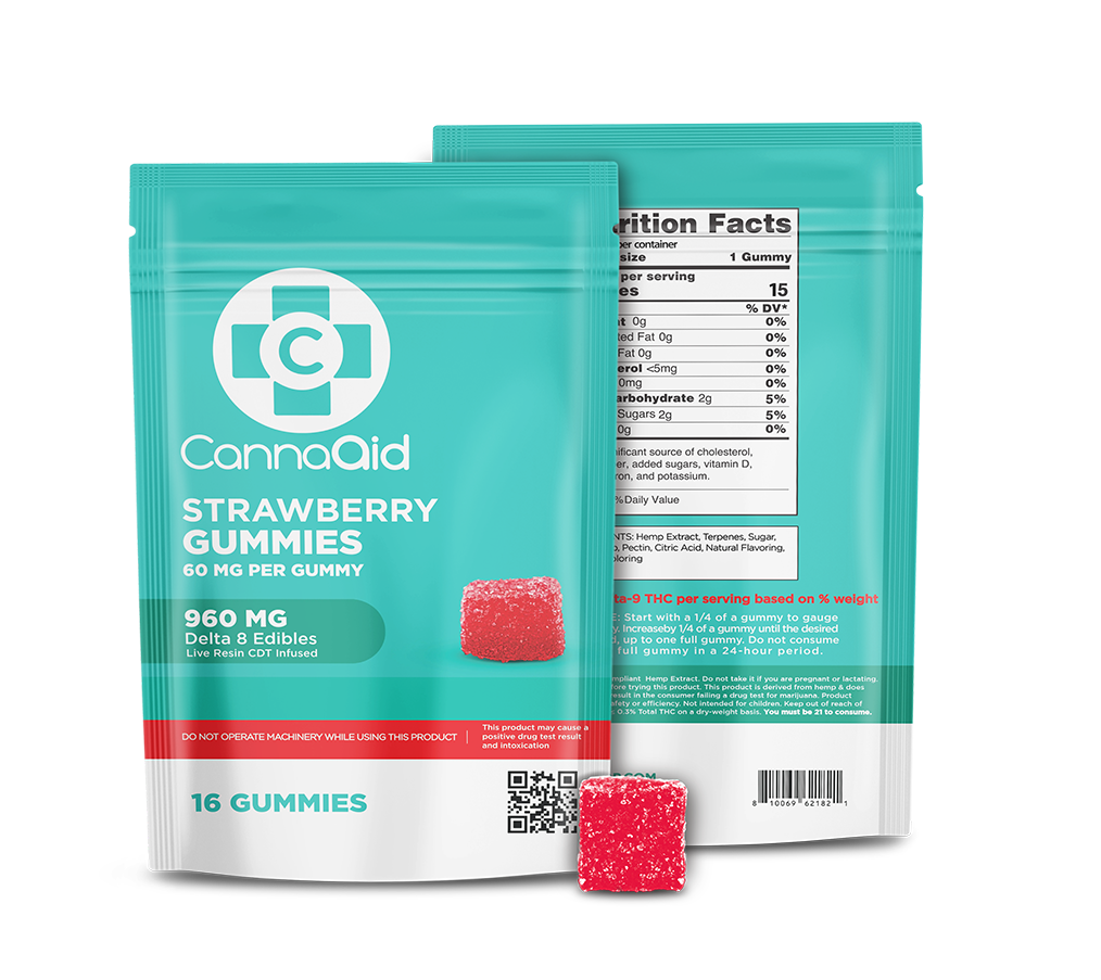 ∆8 Strawberry Gummies - 60 mg CannaAid