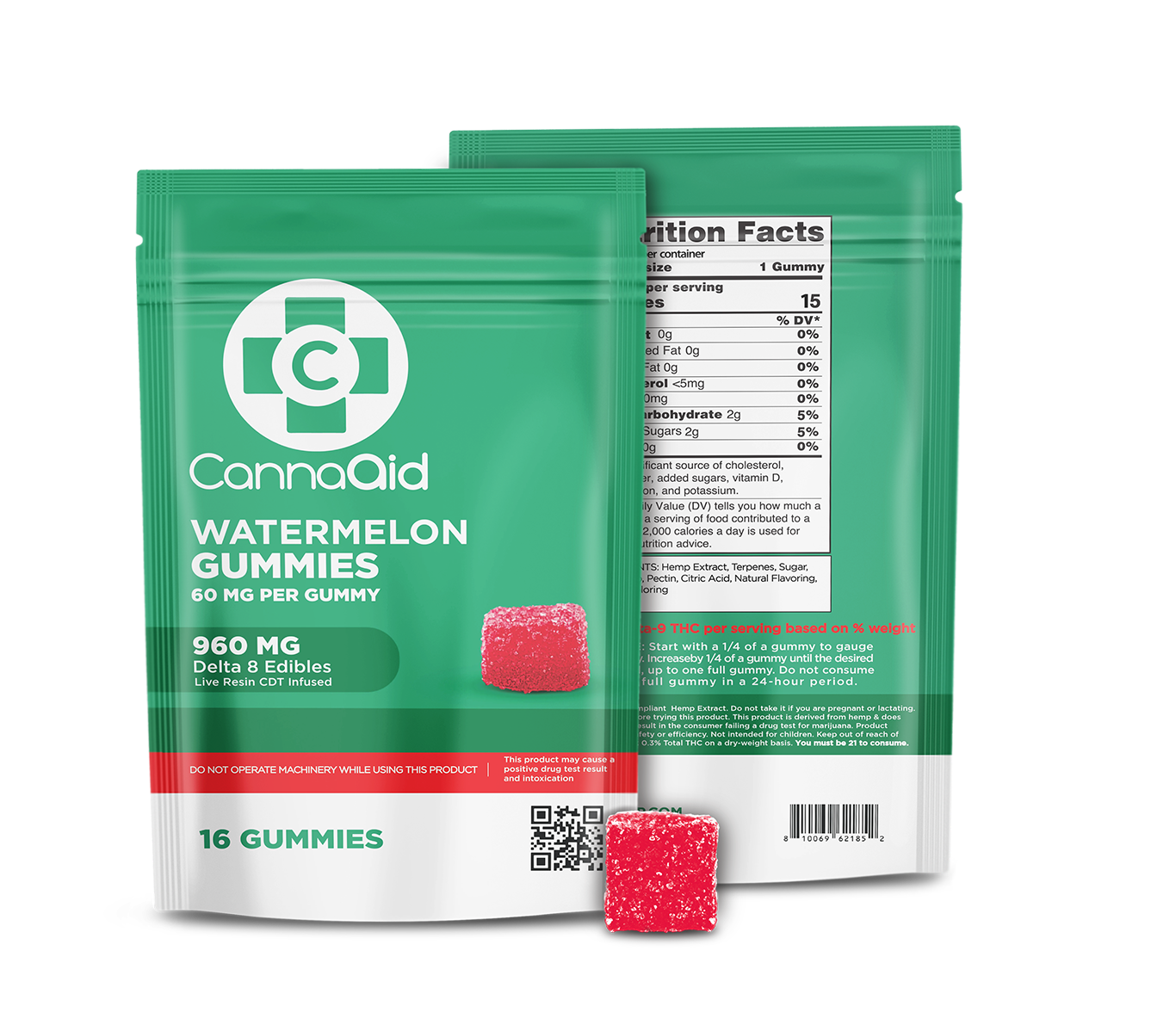 ∆8 Watermelon Gummies - 60 mg CannaAid