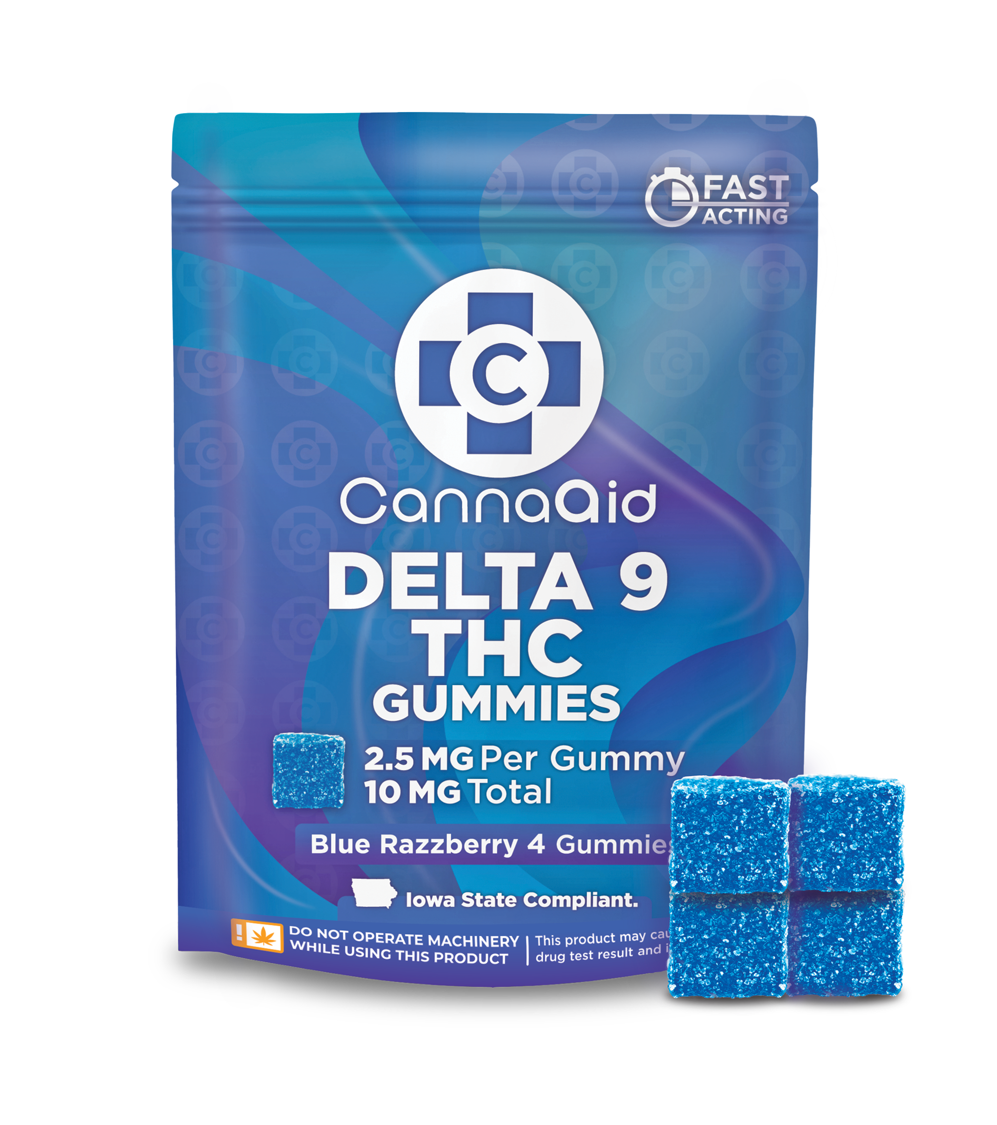 Buy D9 THC Gummies 10mg - Blue Razzberry - CannaAid