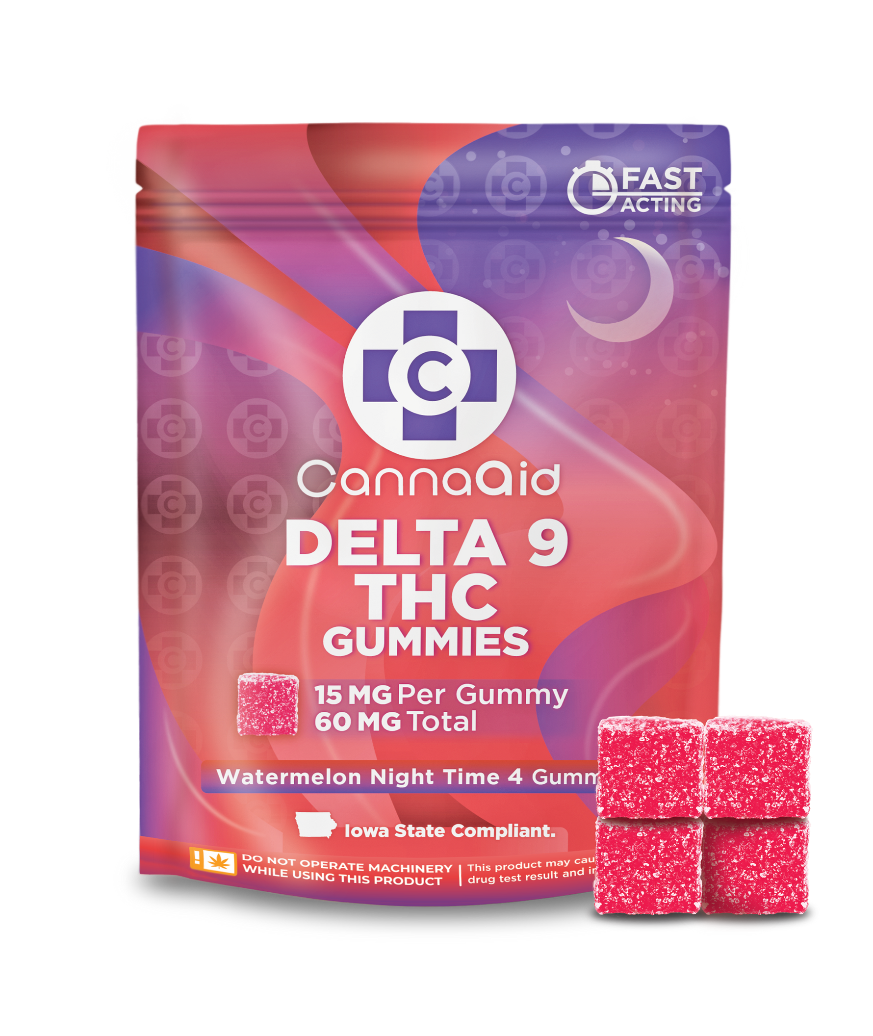 Delta-9 THC Gummies - Watermelon Night Time (60mg) CannaAid