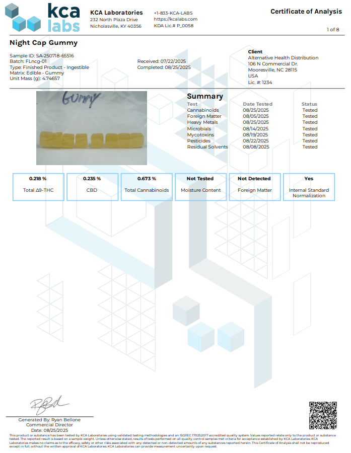 Night Time Gummies D9 + CBD + CBN CannaAid