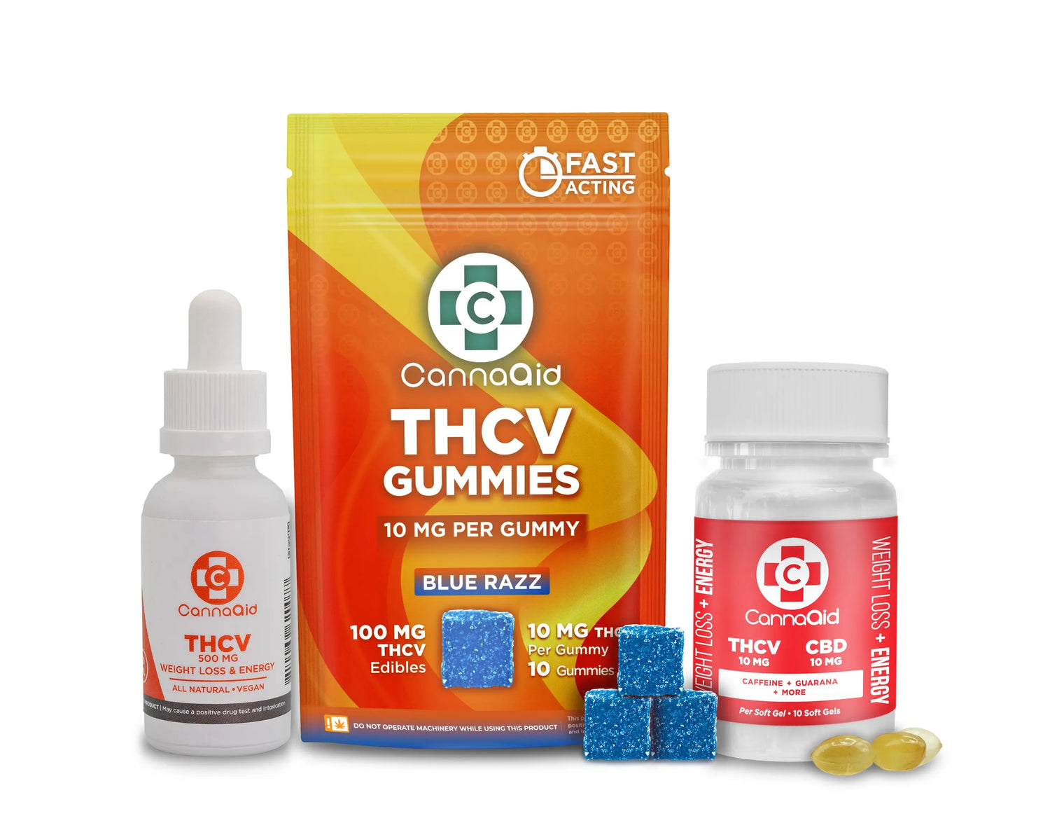 THCV Saver Bundle – Tincture, Gummies, Soft Gels CannaAid